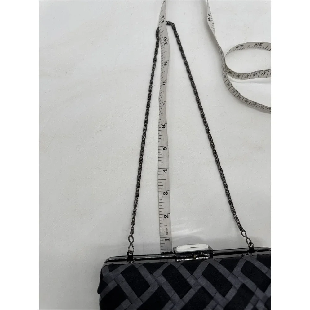 Lulu Townsend Black‎ Gray Evening Purse Chain Strap Fabric Rectangle